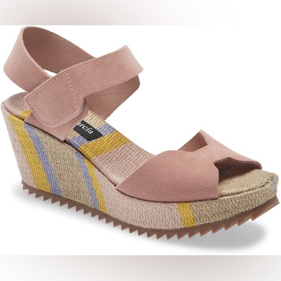 New Pedro Garcia Fama Raffia Wedge Sandals Size 9